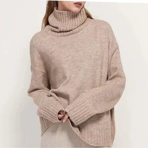 Vero Moda Daisy Sz M Knit Sweater Brown oversize turtle neck polyester women’s